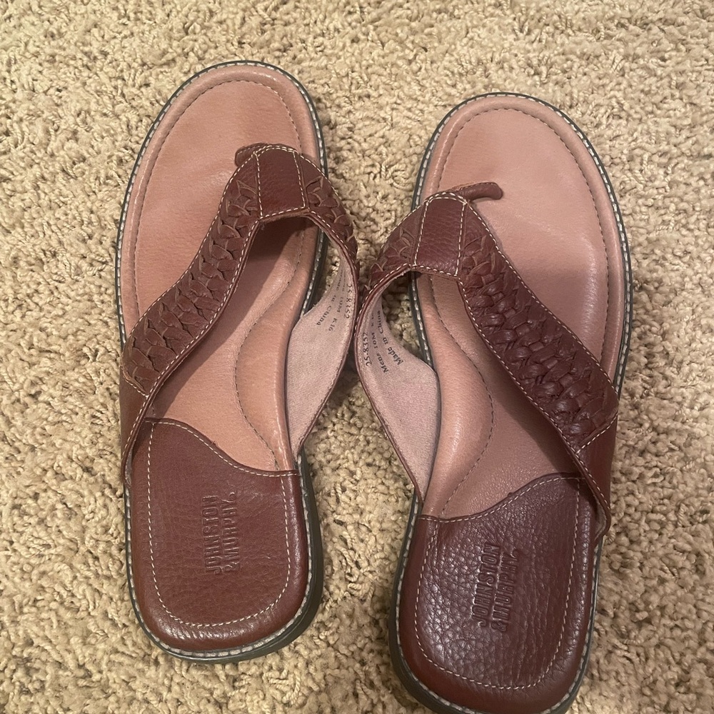 Johnston & Murphy Woven Leather Flip-Flops